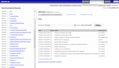 Complete history for all documents